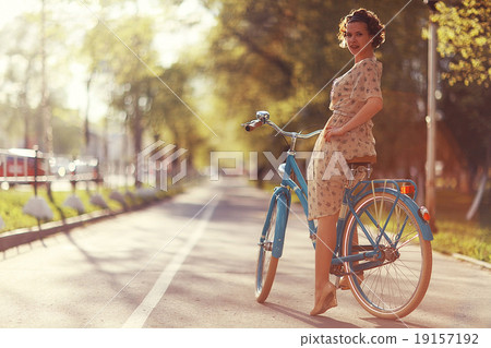 girl on a bicycle spring morning girl on a bicycle spring morning 19157192