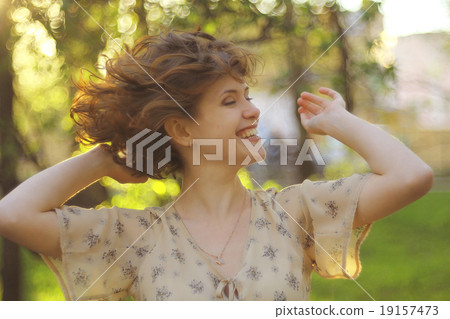 portrait of happy girl in summer portrait of happy girl in summer 19157473