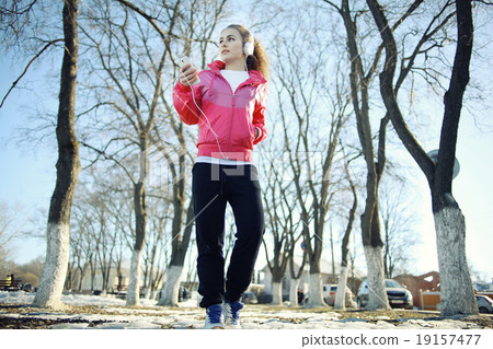 Spring portrait of a tourist girl 19157477