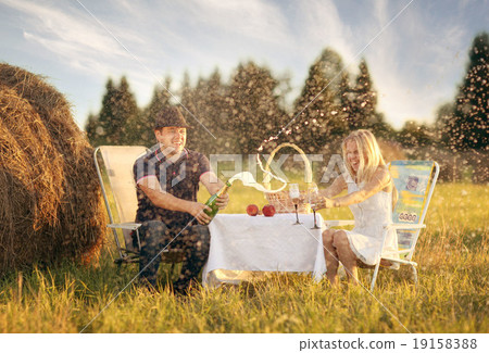 lovers picnic in field 19158388