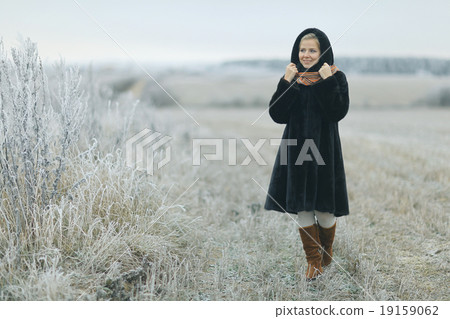 girl in a mink coat winter snow girl in a mink coat winter snow 19159062