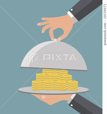 Business life hand opens serve cloche 19159371