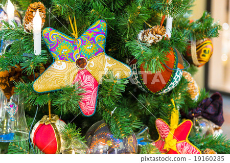 Christmas decorations on the branches fir Christmas decorations on the branches fir 19160285