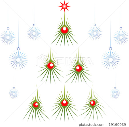 Set of abstract green Christmas tree with red - Stock Illustration ...