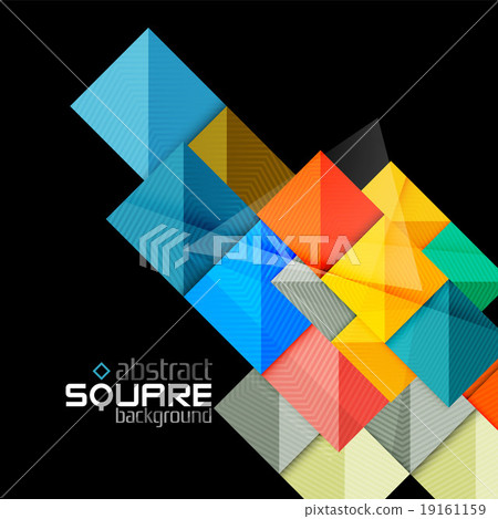 Glossy color squares on black. Geometric abstract 19161159
