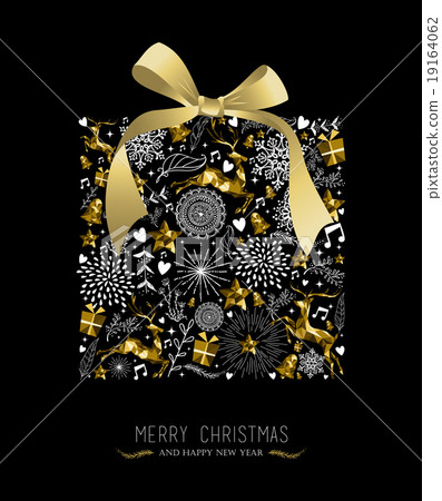 Merry christmas New year gift shape gold holiday 19164062