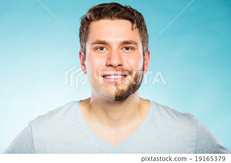 Happy man with half shaved face beard hair. Happy man with half shaved face beard hair. 19165379