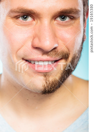 Happy man with half shaved face beard hair. Happy man with half shaved face beard hair. 19165380