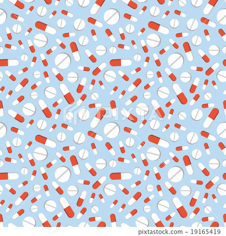 Many pills on blue background pattern 19165419