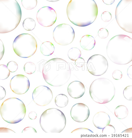 Many soap bubbles on white seamless pattern 19165421