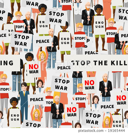 Antiwar demonstration seamless pattern Antiwar demonstration seamless pattern 19165444