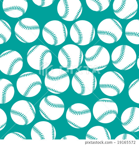 White baseball icons on green seamless pattern 19165572