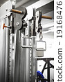 Gym interior close up, machinery and weightlifting 19168476