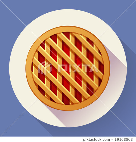 Sweet apple pie icon. Flat designed style 19168868