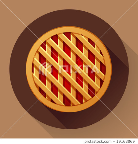Sweet apple pie icon. Flat designed style 19168869
