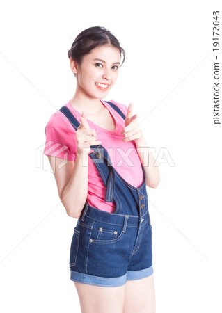 pretty young woman showing thumbs up pretty young woman showing thumbs up 19172043