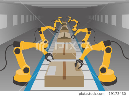 工業4.0圖像圖（皮帶輸送機和機器人手臂） 19172480