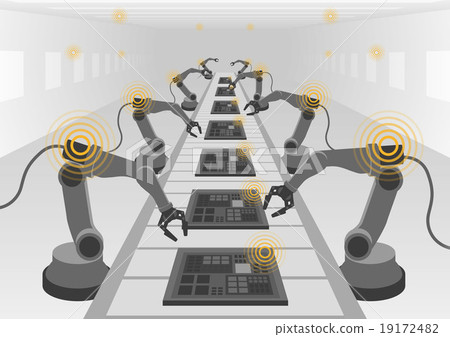 Industry 4.0 Image illustration (belt conveyor and robot arm) 19172482