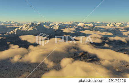 Ice age. Icy wasteland of the clouds in the sky 19174228