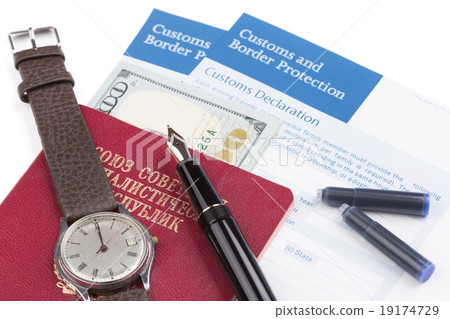 customs declaration with passport of soviet union 19174729