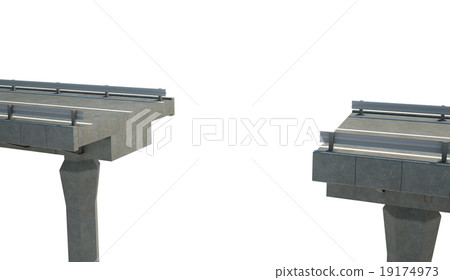 Grey unfinished bridge on white Grey unfinished bridge on white 19174973