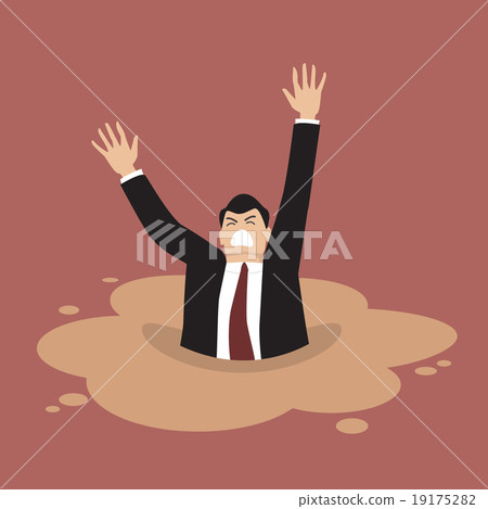Businessman sinking in a puddle of quicksand 19175282