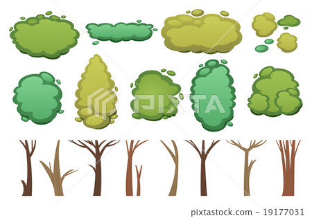 Nature vector cut tree collection elements 19177031