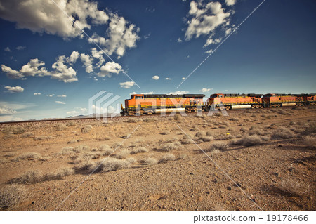 Cargo locomotive railroad in Arizona desert 19178466