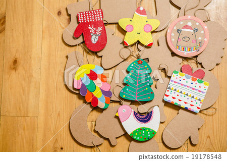 Cardboard toys for the Christmas tree or garland Cardboard toys for the Christmas tree or garland 19178548