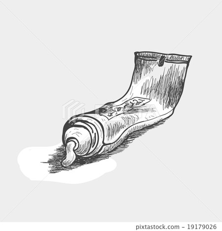 Hand drawn tube of paint with extruded paint.   19179026