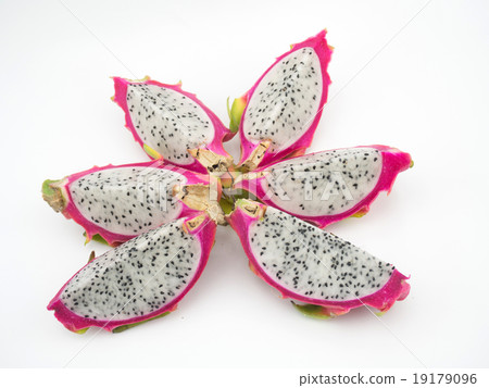 piece of dragon fruit against white background. piece of dragon fruit against white background. 19179096