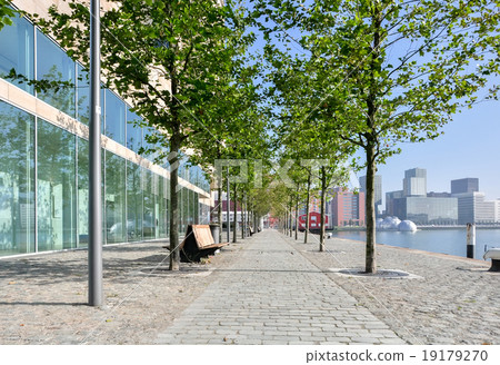paved pedestrian promenade in Rotterdam Netherlands Holland 19179270