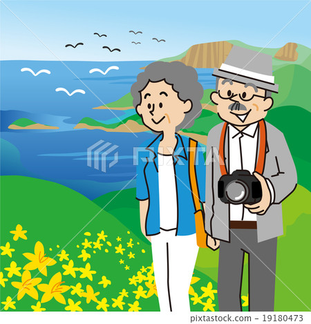 An old couple traveling Rebun Island in Hokkaido 19180473