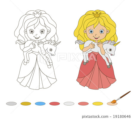 Illustration of beautiful princess with baby Illustration of beautiful princess with baby 19180646