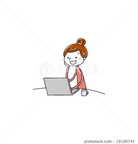 A woman looking at a computer screen 19180745