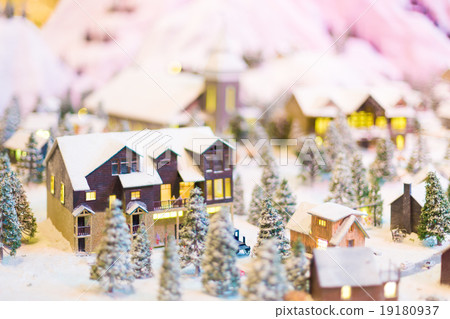 snowy winter scene of a small hamlet model 19180937
