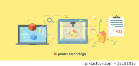 Printer Technology Icon Flat Design 19181816