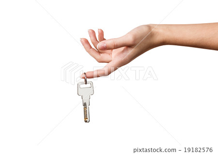 Beautiful woman hand with a key  19182576