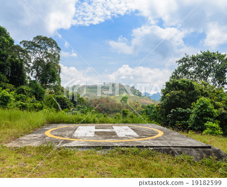 Helicopter landing pad on mountain Helicopter landing pad on mountain 19182599