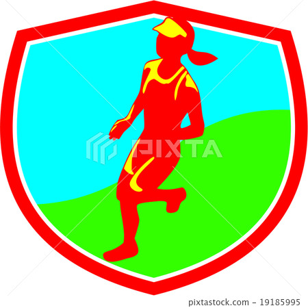 Female Triathlete Marathon Runner Shield 19185995