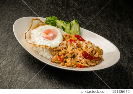 Gapa Rice Thai gourmet Phad Bai Gaprao Gai Sap Thai dish 19186673