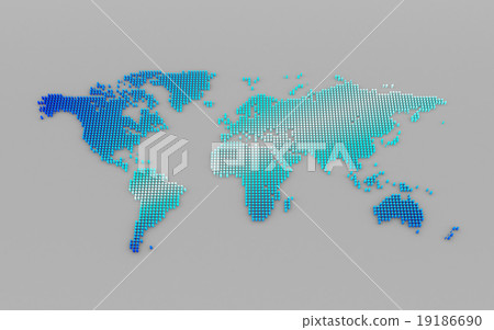 Abstract World map of blue round dots Abstract World map of blue round dots 19186690