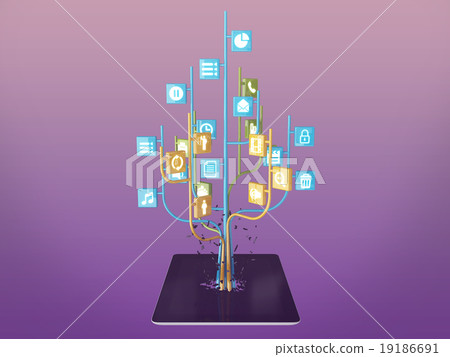 Social media icons set in tree shape Social media icons set in tree shape 19186691