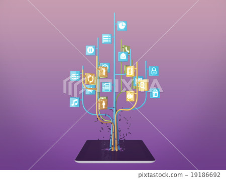 Social media icons set in tree shape Social media icons set in tree shape 19186692
