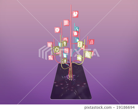 Social media icons set in tree shape Social media icons set in tree shape 19186694
