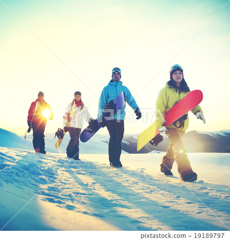 People Snowboard Winter Sport Friendship Concept 19189797