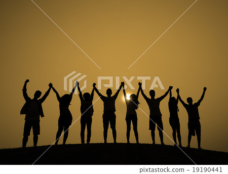 Group Of People Celebration Cheerful Sunset Concept Group Of People Celebration Cheerful Sunset Concept 19190441