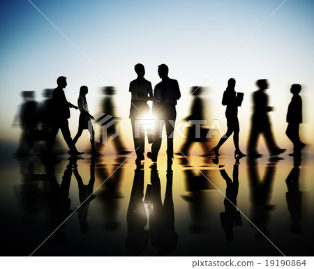Business People Walking Silhouette Concept 19190864