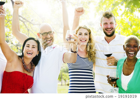 Diverse People Luncheon Outdoors Food Concept Diverse People Luncheon Outdoors Food Concept 19191019
