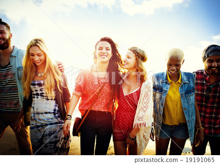 Friendship Bonding Relaxation Summer Beach Happiness Concept Friendship Bonding Relaxation Summer Beach Happiness Concept 19191065